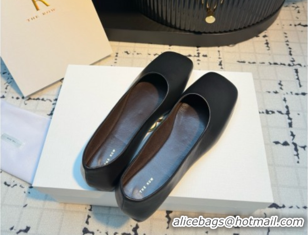Cheap Price The Row Square Ballet Flats in Black Lambskin TR052923 2025