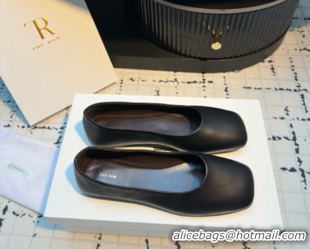 Cheap Price The Row Square Ballet Flats in Black Lambskin TR052923 2025