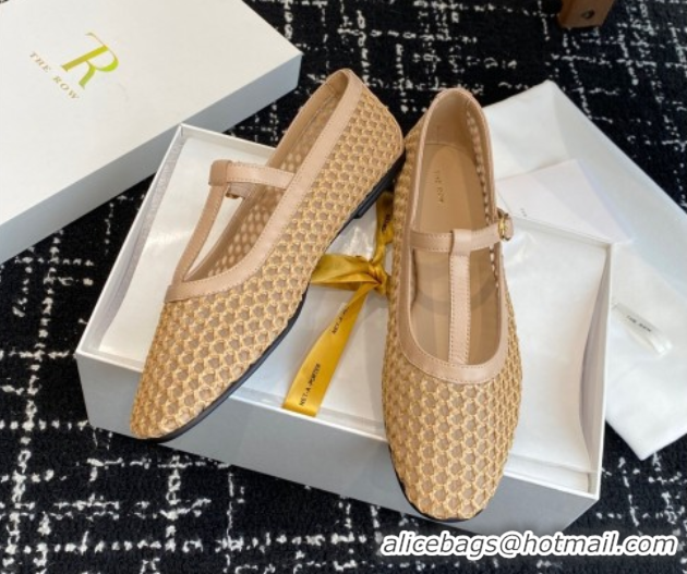 Trendy Design The Row T-Strap Flat Shoes in Woven Mesh Nude 0604089