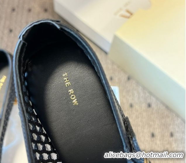 Popular Style The Row T-Strap Flat Shoes in Woven Mesh Black 0604091