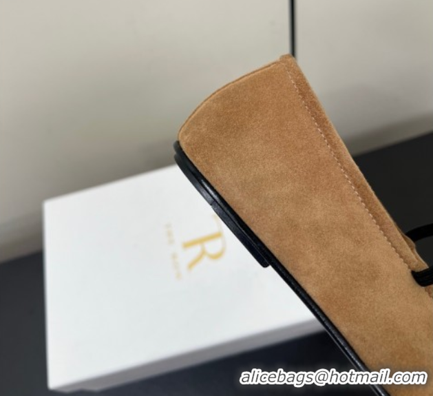 Stylish The Row Elastic Ballet Flats Slipper in Suede Brown 0604092