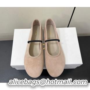Duplicate The Row Elastic Ballet Flats Slipper in Suede Powder Beige 0604093