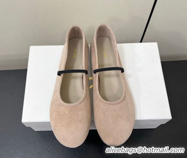 Duplicate The Row Elastic Ballet Flats Slipper in Suede Powder Beige 0604093
