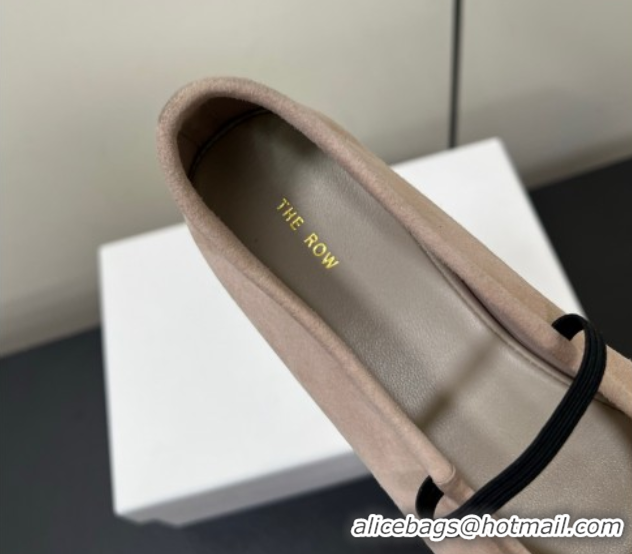 Duplicate The Row Elastic Ballet Flats Slipper in Suede Powder Beige 0604093