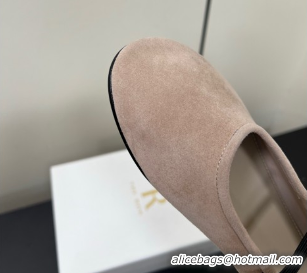 Duplicate The Row Elastic Ballet Flats Slipper in Suede Powder Beige 0604093