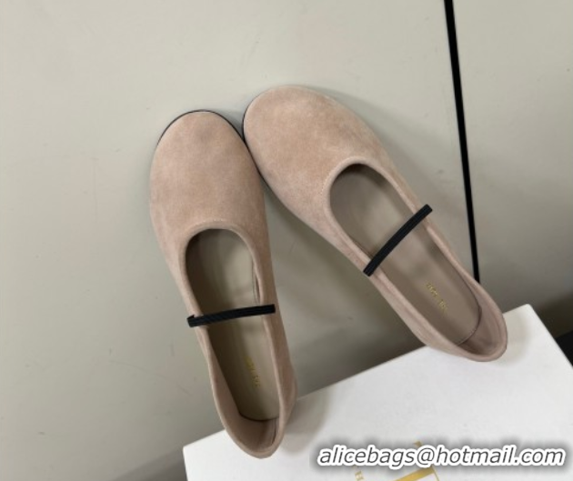 Duplicate The Row Elastic Ballet Flats Slipper in Suede Powder Beige 0604093