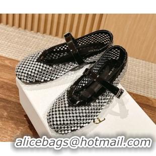Sophisticated The Row Strass Ballet Flats Slipper Black 0604095