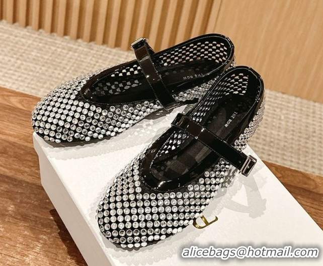 Sophisticated The Row Strass Ballet Flats Slipper Black 0604095