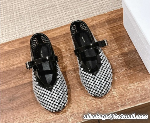 Sophisticated The Row Strass Ballet Flats Slipper Black 0604095