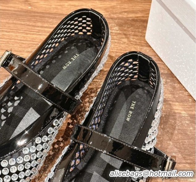 Sophisticated The Row Strass Ballet Flats Slipper Black 0604095