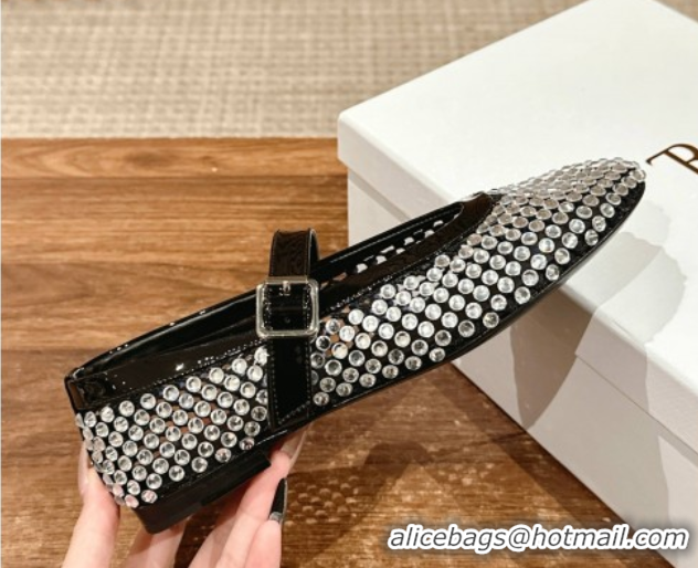 Sophisticated The Row Strass Ballet Flats Slipper Black 0604095