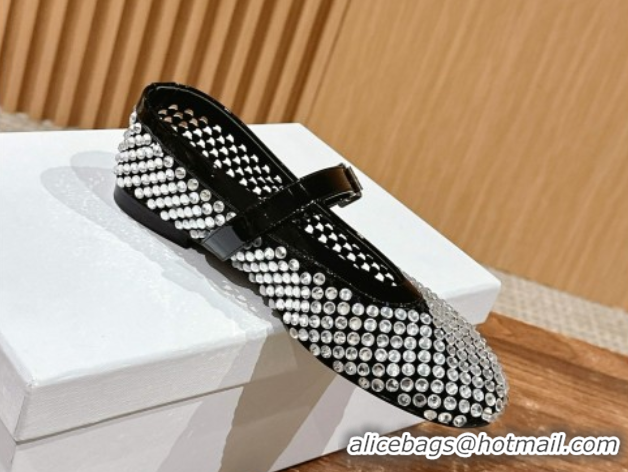 Sophisticated The Row Strass Ballet Flats Slipper Black 0604095