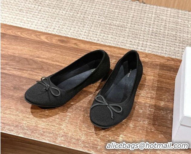 Stylish The Row Knit Ballet Flats Black 0604096
