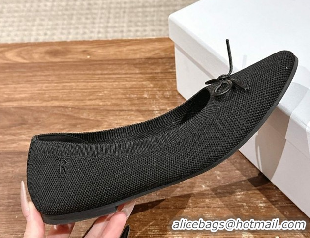 Stylish The Row Knit Ballet Flats Black 0604096