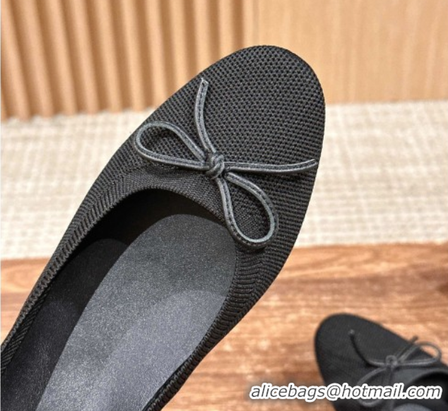Stylish The Row Knit Ballet Flats Black 0604096