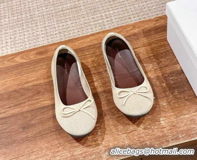 Buy Luxury The Row Knit Ballet Flats Beige 0604098