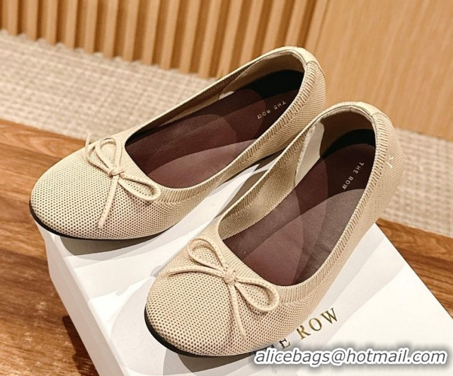 Buy Luxury The Row Knit Ballet Flats Beige 0604098