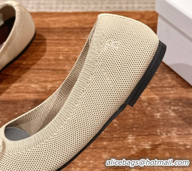 Buy Luxury The Row Knit Ballet Flats Beige 0604098