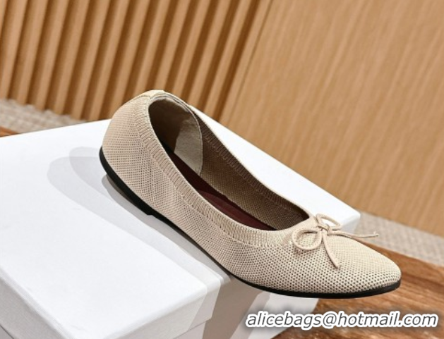 Buy Luxury The Row Knit Ballet Flats Beige 0604098