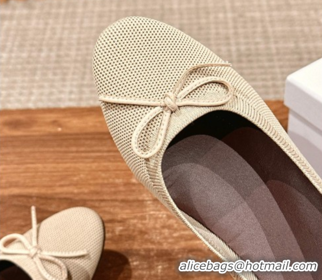 Buy Luxury The Row Knit Ballet Flats Beige 0604098