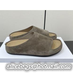 Sophisticated The Row Suede Platform Slides Sandal Dark Grey 0604099
