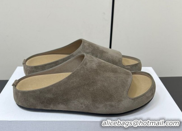Sophisticated The Row Suede Platform Slides Sandal Dark Grey 0604099