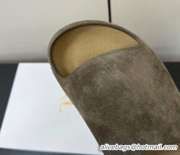 Sophisticated The Row Suede Platform Slides Sandal Dark Grey 0604099