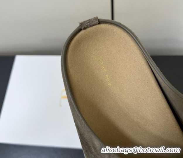 Sophisticated The Row Suede Platform Slides Sandal Dark Grey 0604099