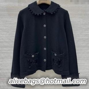 Best Quality Chanel Wool Blend Cardigan CH110605 Black 2025