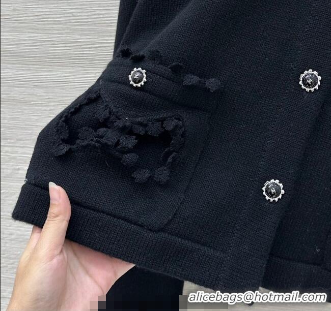 Best Quality Chanel Wool Blend Cardigan CH110605 Black 2025
