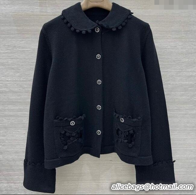 Best Quality Chanel Wool Blend Cardigan CH110605 Black 2025