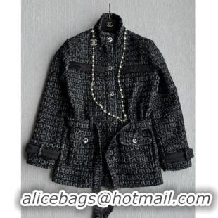 Top Grade Chanel Cashmere Blend Long Jacket CH110607 Black 2025