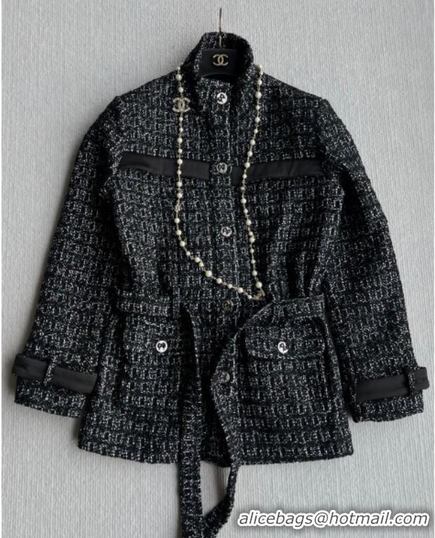 Top Grade Chanel Cashmere Blend Long Jacket CH110607 Black 2025