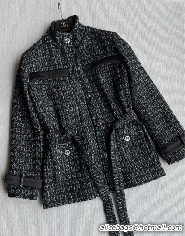 Top Grade Chanel Cashmere Blend Long Jacket CH110607 Black 2025