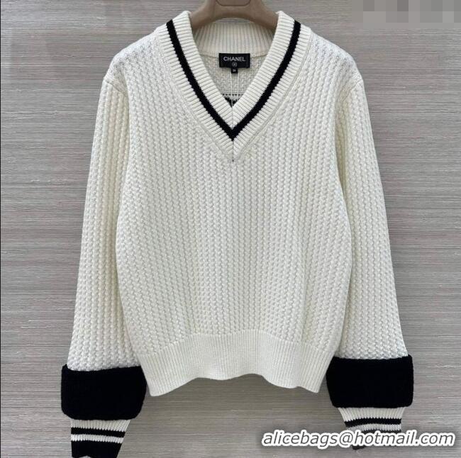 Affordable Price Chanel Cashmere Blend Sweater CH110622 White 2025
