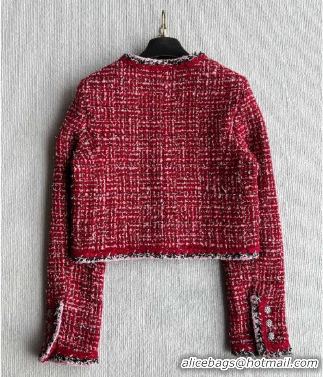 Trendy Design Chanel Wool Blend Tweed Jacket CH110624 Red 2025