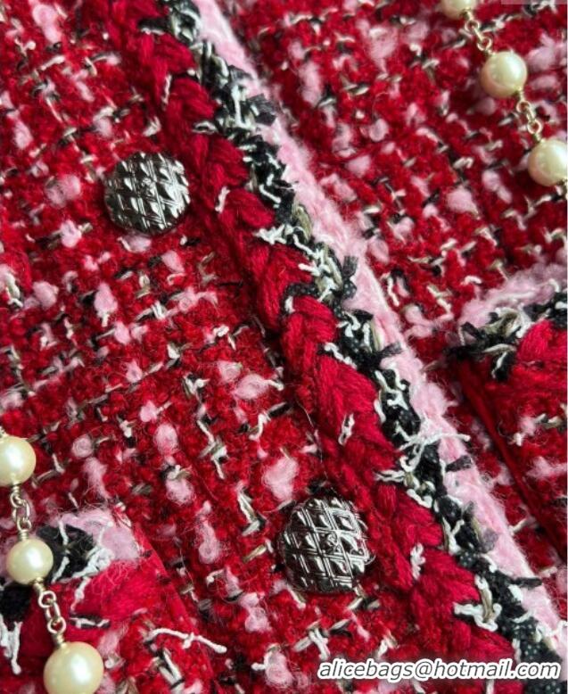 Trendy Design Chanel Wool Blend Tweed Jacket CH110624 Red 2025