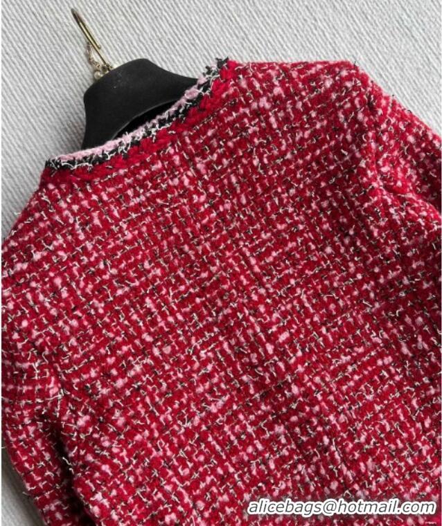 Trendy Design Chanel Wool Blend Tweed Jacket CH110624 Red 2025