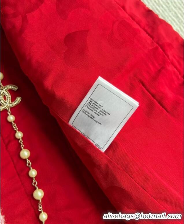 Trendy Design Chanel Wool Blend Tweed Jacket CH110624 Red 2025