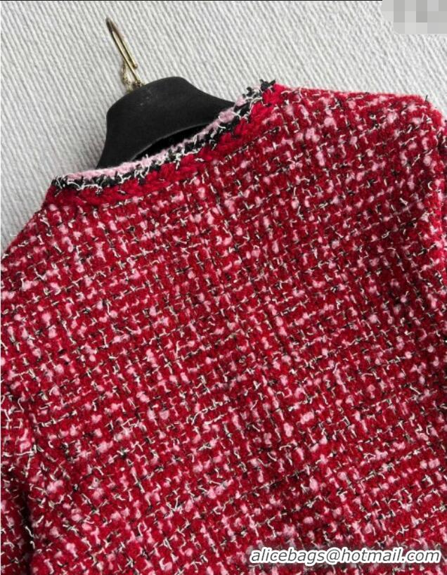 Trendy Design Chanel Wool Blend Tweed Jacket CH110624 Red 2025