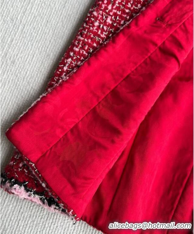 Grade Design Chanel Wool Blend Tweed Skirt CH110624 Red 2025
