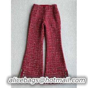 Best Quality Chanel Wool Blend Tweed Pants CH110624 Red 2025