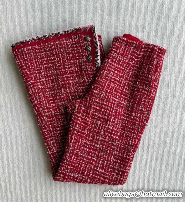 Best Quality Chanel Wool Blend Tweed Pants CH110624 Red 2025