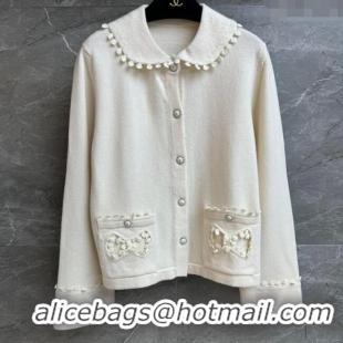 Top Quality Chanel Wool Blend Cardigan CH110657 White 2025