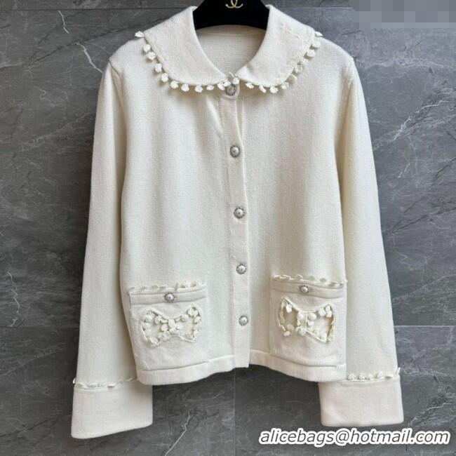 Top Quality Chanel Wool Blend Cardigan CH110657 White 2025