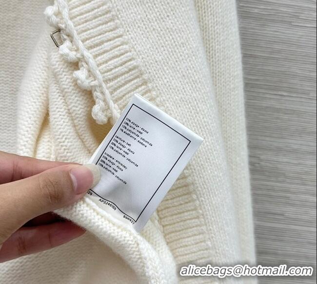 Grade Quality Chanel Knit and Crochet Cardigan and Skirt Set CH110659 White 2025