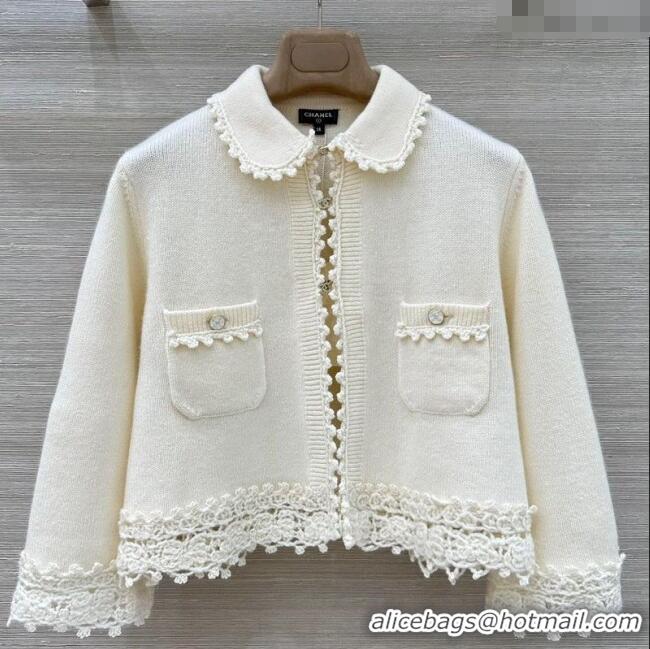 Grade Quality Chanel Knit and Crochet Cardigan and Skirt Set CH110659 White 2025
