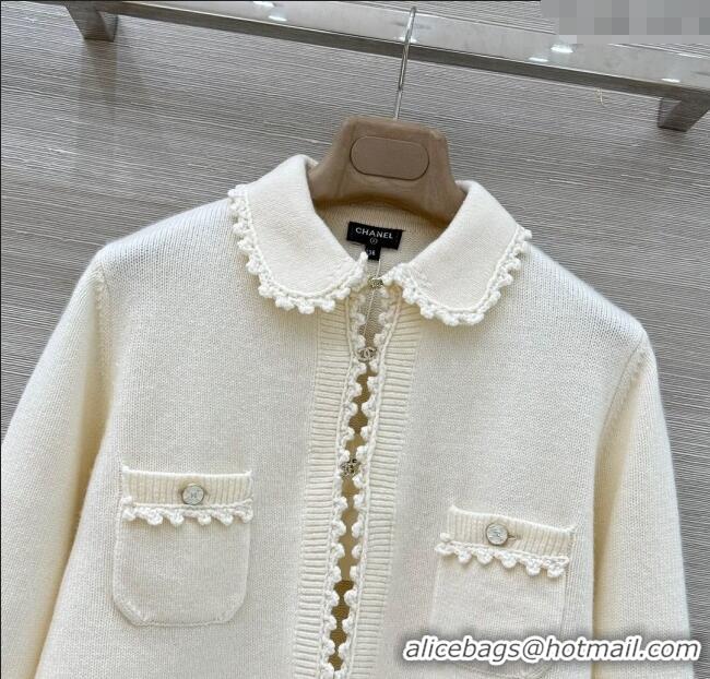 Grade Quality Chanel Knit and Crochet Cardigan and Skirt Set CH110659 White 2025