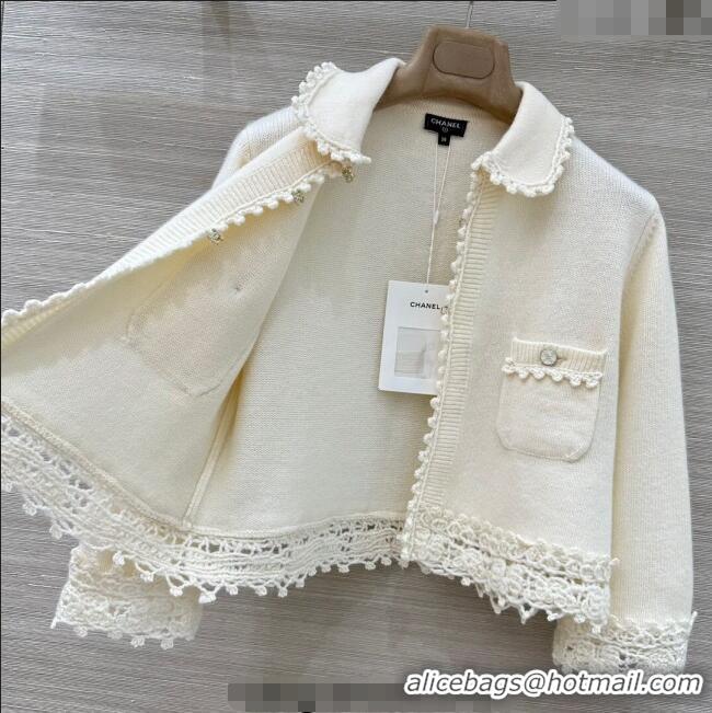 Grade Quality Chanel Knit and Crochet Cardigan and Skirt Set CH110659 White 2025