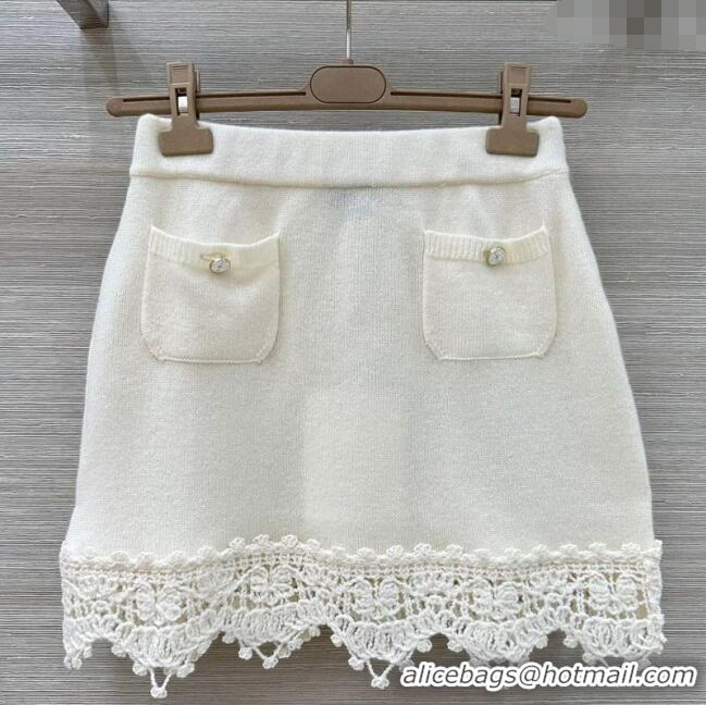 Grade Quality Chanel Knit and Crochet Cardigan and Skirt Set CH110659 White 2025